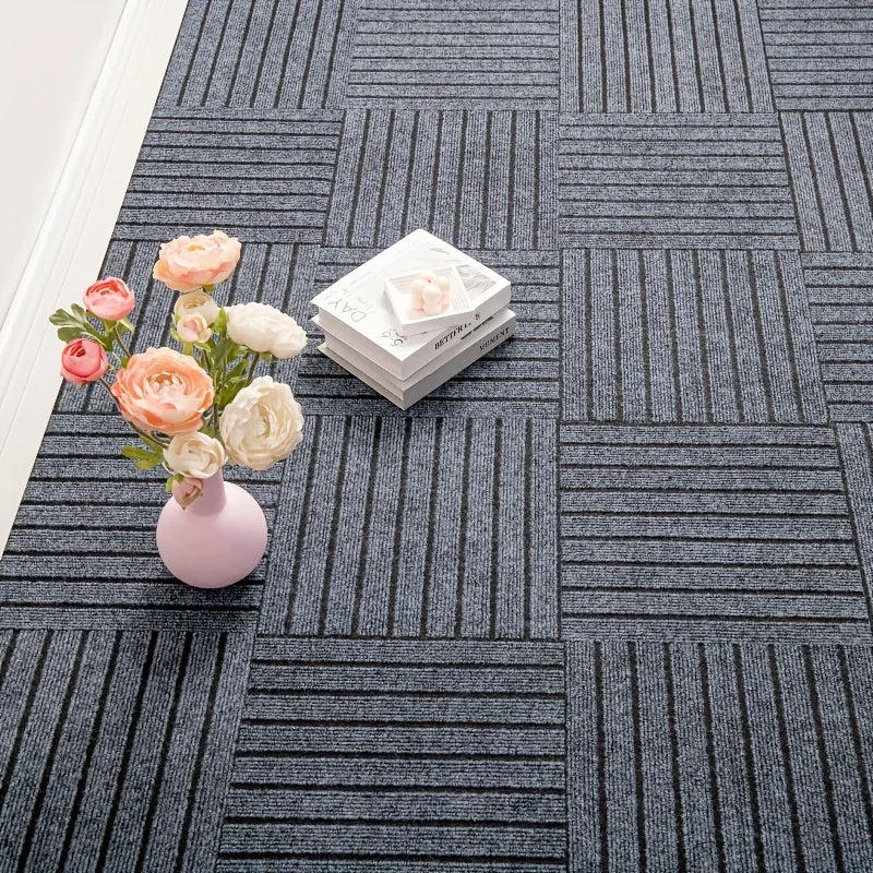 10pcs Self-Adhesive Floor Carpet Tiles,Removable&Reusable,Peel and Stick Mat DIY Flooring for Dining Room Bedroom,Pet Carpet Pad