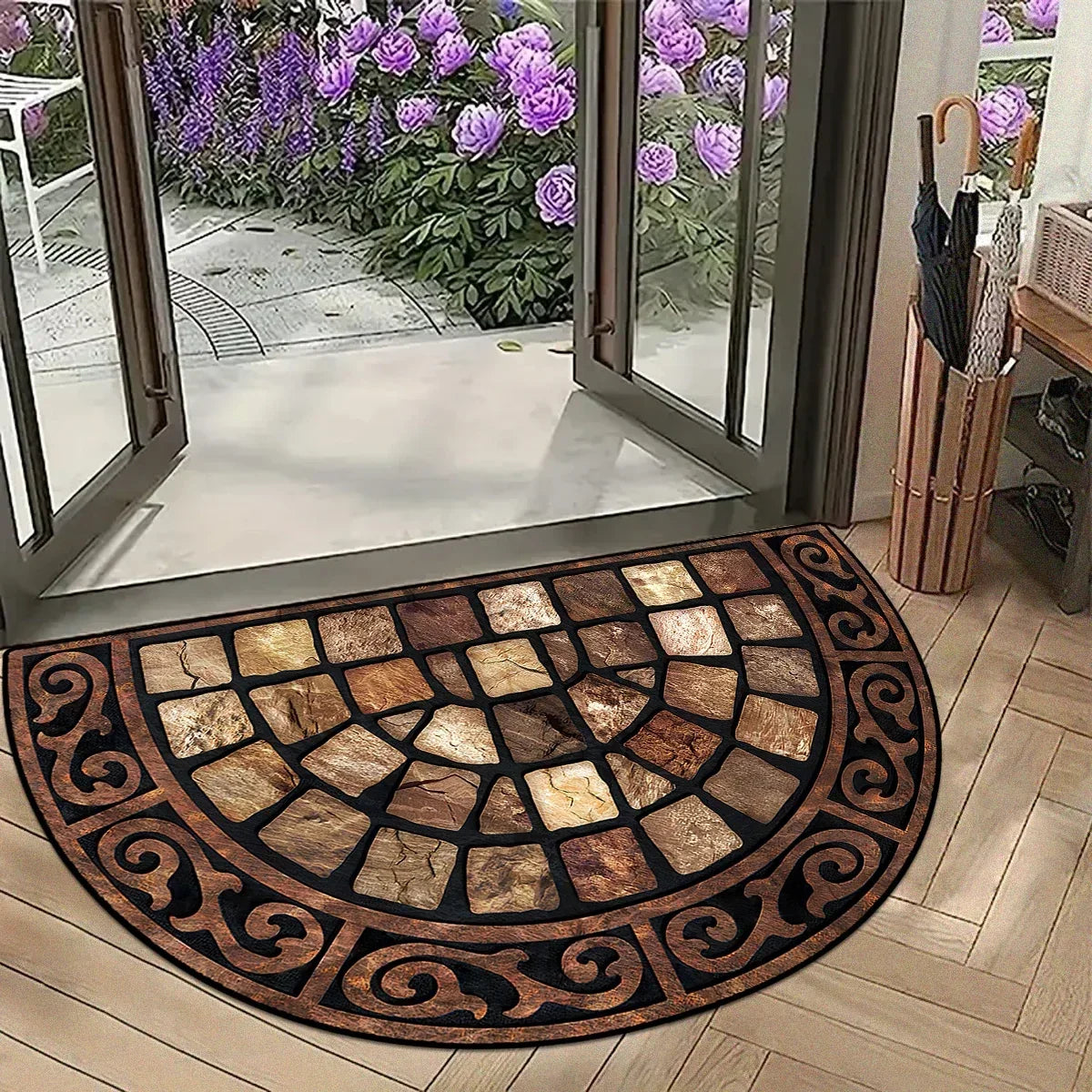 Entrance Carpet Home Door Entry Mat Outdoor Garden Decorative Carpets Luxury Welcome DoorMats Semi-circular Rug Tapete De Entra