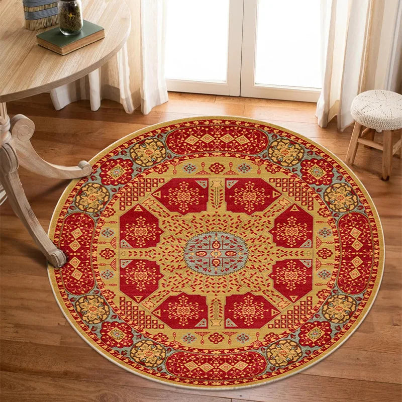 VIKAMA Crystal Pile Carpet Persian Famous Vintage Round Living Room Bedroom Office Cloakroom Rugs Stain-resistant Washable Mats
