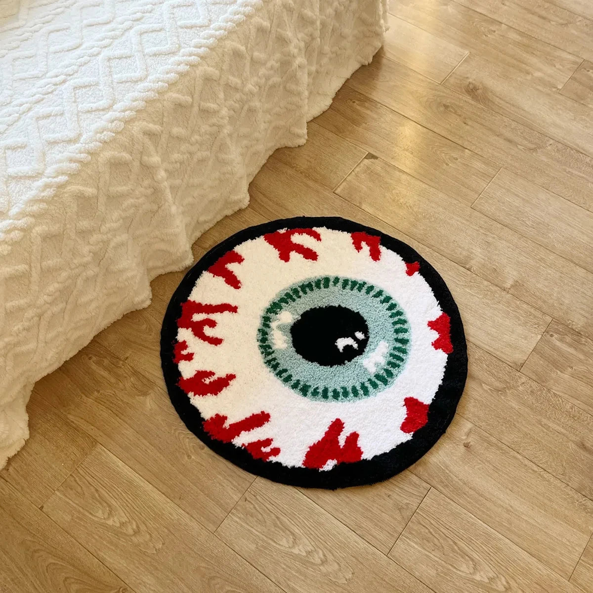 Bursting Eyeball Handmade Tufted Rug Doormat Fluffy Tufted Soft Area Rug Circular Thickened Antislip Carpet Living Room Bedroom