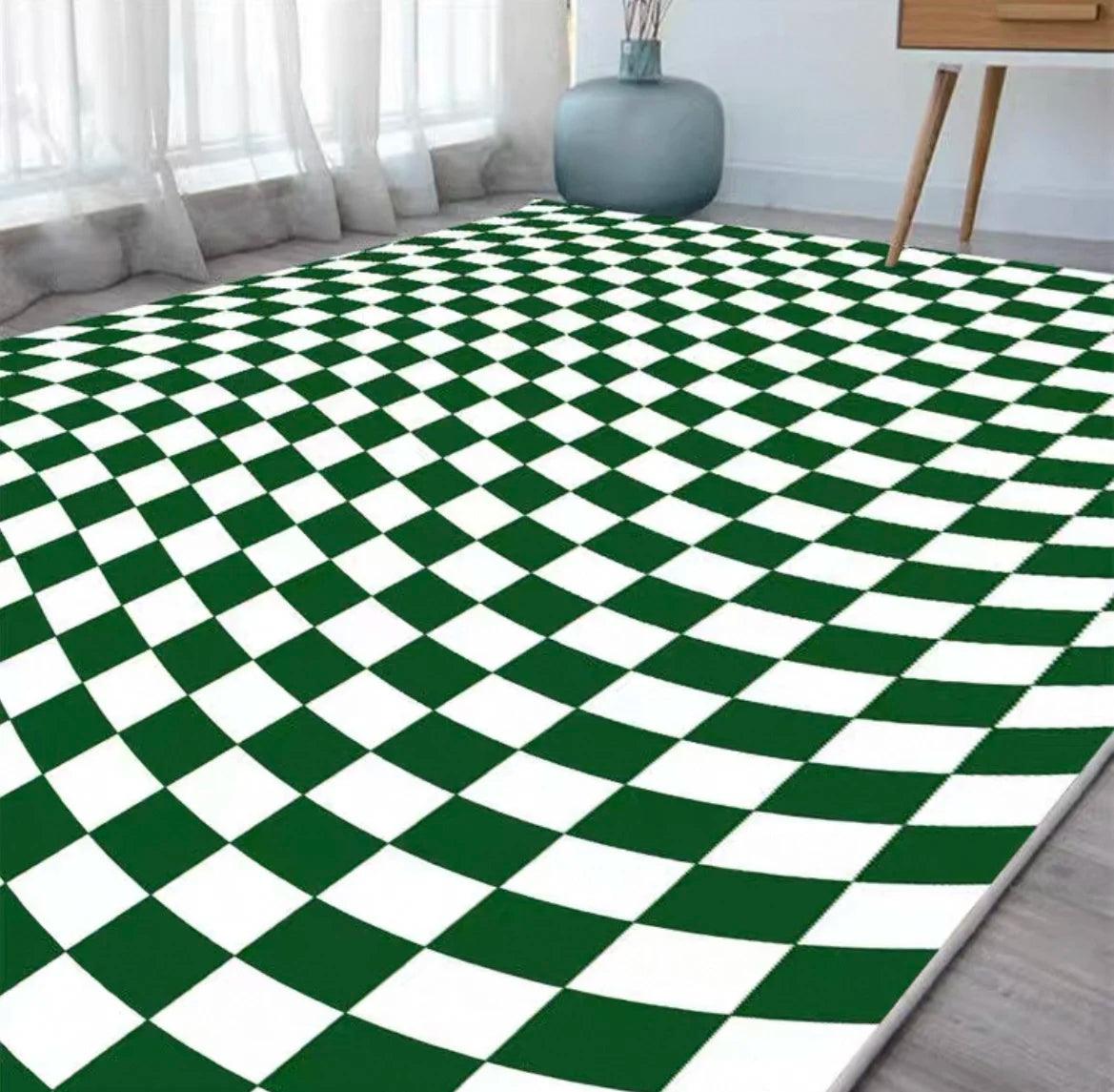 VIKAMA Checkerboard Carpet Living Room Modern Simple Nordic Bedroom Room Bedside Coffee Table Sofa Plaid Carpet Home Decoration