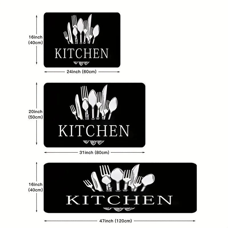 1 Piece Black Kitchen Floor Mat Bathroom Carpet Living Room Rug Bedroom Rug Entrance Mat Washable Non-Slip Carpet Room Decor