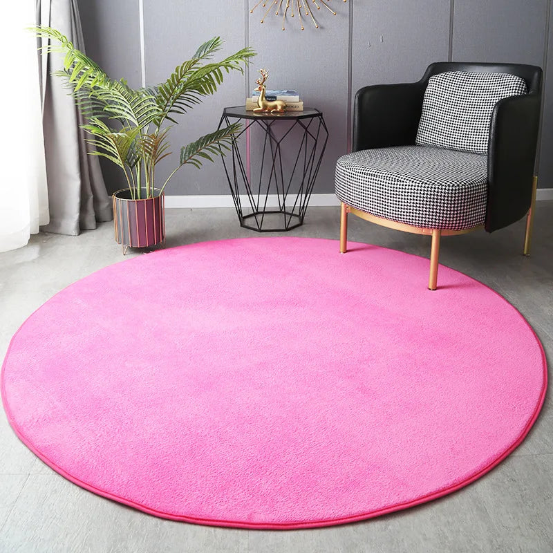 Round Thickened Coral Velvet Carpet Soft Bedroom Mats Bed Full Living Room Rugs Tatami Mat Computer Desk Balcony Blanket