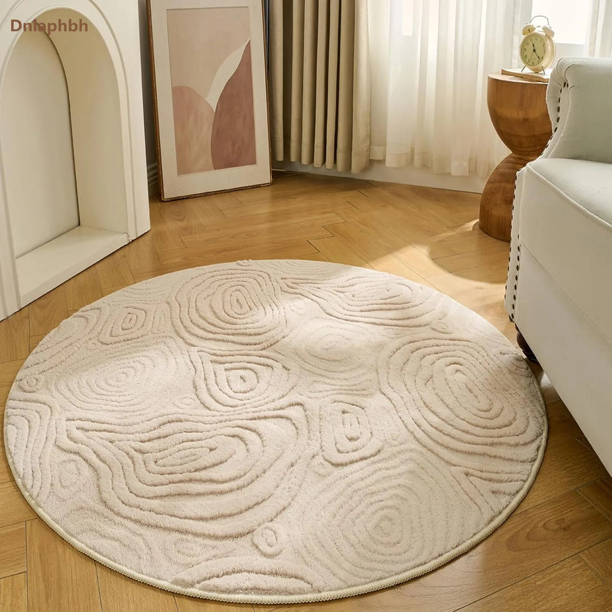Dnlaphbh 3D Geometric Round Rug – Soft High-Low Polyester,Washable & Non-Slip,Modern Circle Carpet Living Room,Bedroom 60-120cm