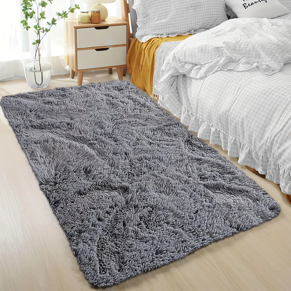 VIKAMA Luxurious Fluffy Area Rug Soft Plush Carpet Silk Wool Sofa Bedside Rug Children's Room Living Room Bedroom Mat Home Decor