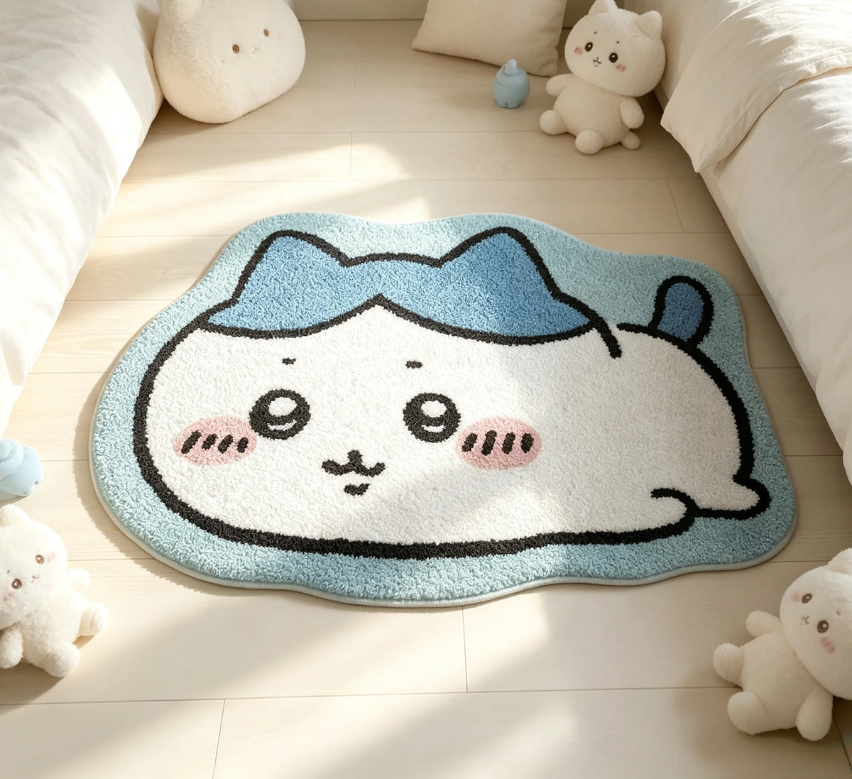 -Chiikawa Cartoon Rug Anime Hachiware Usagi Plush Floor Mat Bathroom Non-Slip Carpet Car Cushion Soft Living Room Decor-