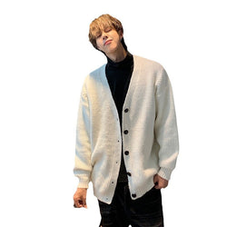 Retro Simple Solid Color And V-neck Men's Knitting Sweater
