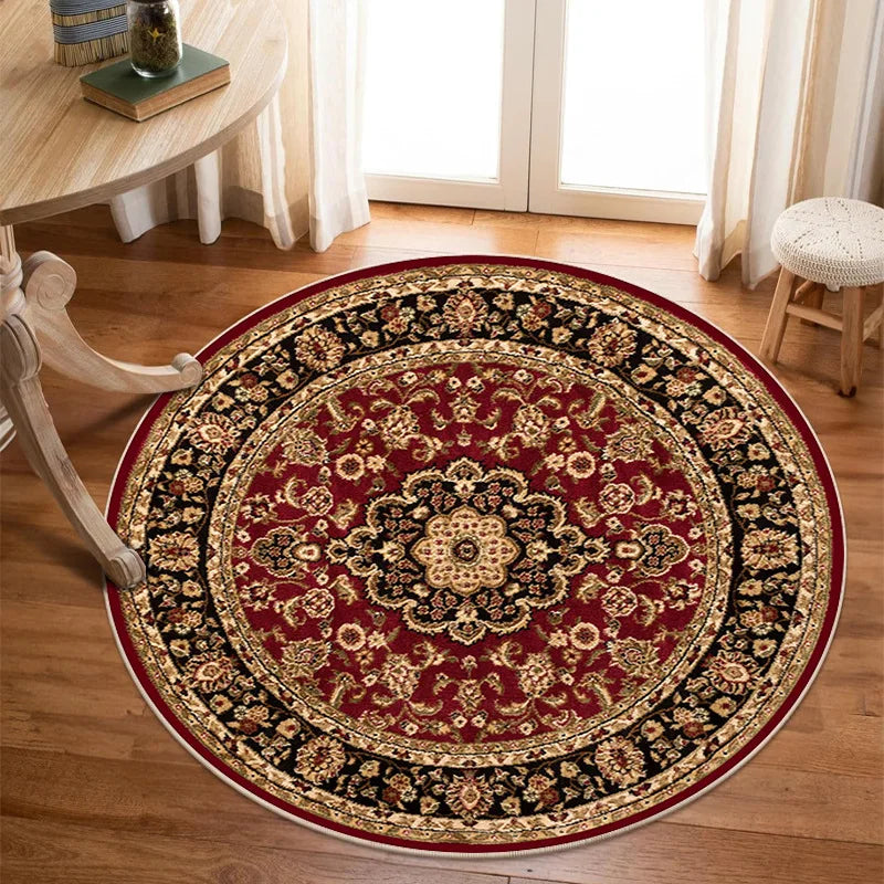 VIKAMA Crystal Pile Carpet Persian Famous Vintage Round Living Room Bedroom Office Cloakroom Rugs Stain-resistant Washable Mats