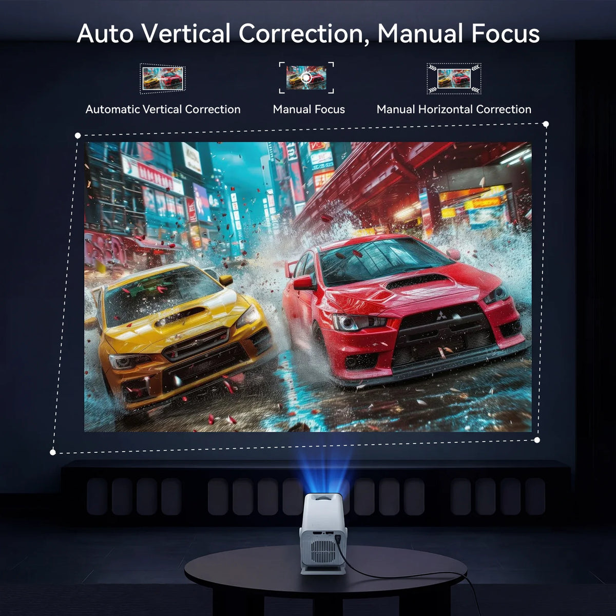 Smart Mini Projector Android 14, Supports 4K Video Native 720P, Bluetooth 5.4 with WiFi 6, Portable Outdoor Home Theater