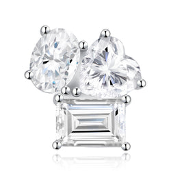 A Luxurious And Fashionable Minimalist Jewelry Earring Set Featuring Top-quality Moissanite Stones, Made Of S925 Silver Electroplated With Platinum.