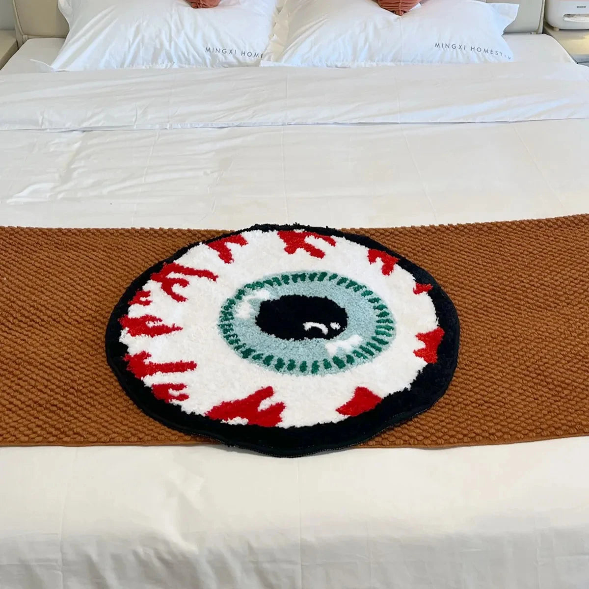 Bursting Eyeball Handmade Tufted Rug Doormat Fluffy Tufted Soft Area Rug Circular Thickened Antislip Carpet Living Room Bedroom