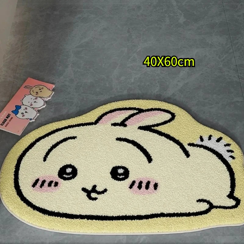 Cartoon Rug Kawaii Anime Hachiware Usagi Plush Floor Mat Bathroom Non-Slip Carpet Car Cushion Soft Living Room Cute Decor Gift
