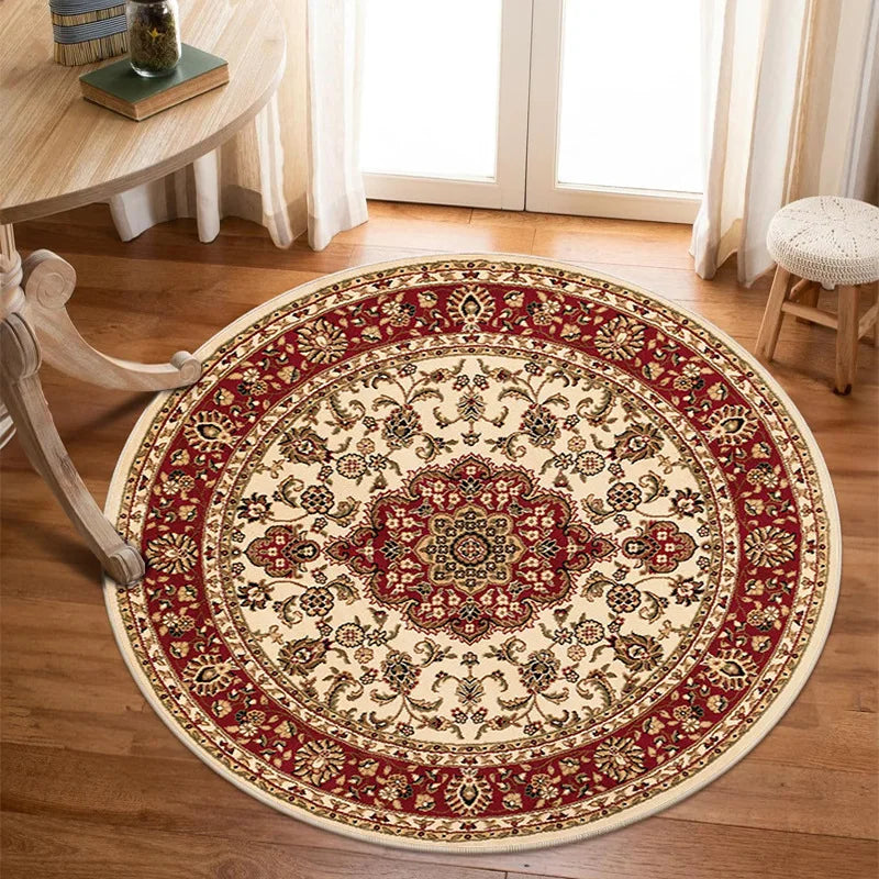 VIKAMA Crystal Pile Carpet Persian Famous Vintage Round Living Room Bedroom Office Cloakroom Rugs Stain-resistant Washable Mats
