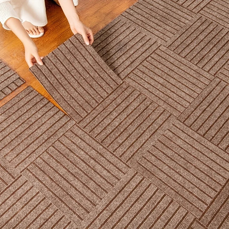 10pcs Self-Adhesive Floor Carpet Tiles,Removable&Reusable,Peel and Stick Mat DIY Flooring for Dining Room Bedroom,Pet Carpet Pad