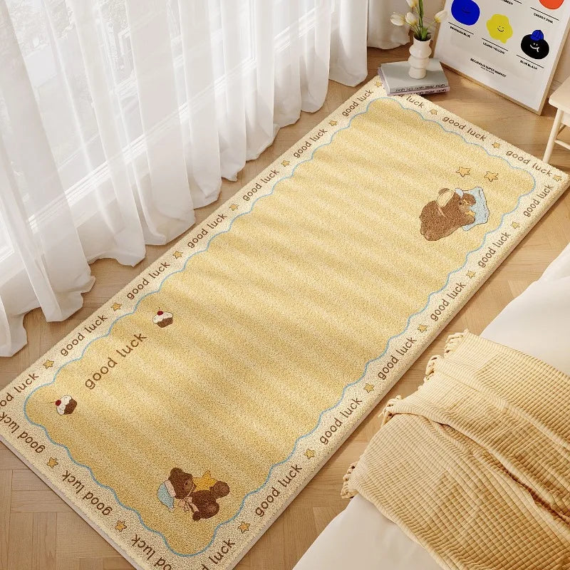Living Room Carpet Cartoon Bear Sherpa Fleece Skin Friendly Bedside Rug Soft Warm for Sofa Area Home Decoration Mat Washable New