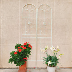 2 Pack Metal Garden Trellis 86.7 X 19.7 Rustproof Trellis For Climbing Plants Outdoor Flower Support Cream White