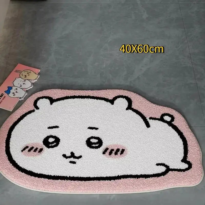 Kawaii Cartoon Rug Anime Hachiware Usagi Plush Floor Mat Bathroom Non-Slip Carpet Car Cushion Soft Living Room Cute Decor Gift