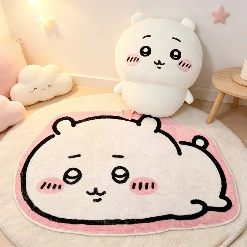 Hot Chiikawa Cartoon Rug Anime Hachiware Usagi Plush Floor Mat Bathroom Non-Slip Carpet Car Cushion Soft Living Room Decor Gifts