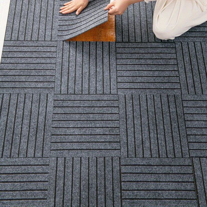10pcs Self-Adhesive Floor Carpet Tiles,Removable&Reusable,Peel and Stick Mat DIY Flooring for Dining Room Bedroom,Pet Carpet Pad