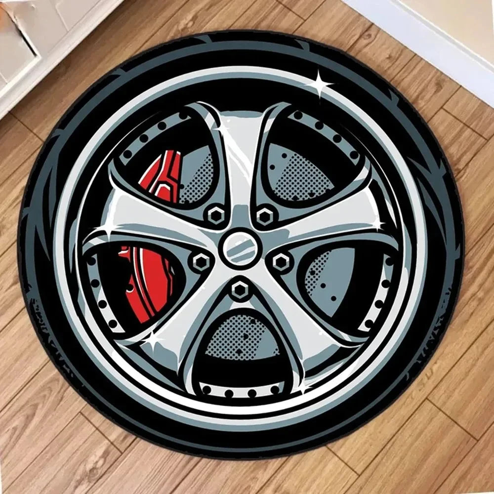 VIKAMA Car Hub Round Cushion Soft Non-Slip Living Room Bedroom Carpet Modified Car Enthusiasts Home Decoration