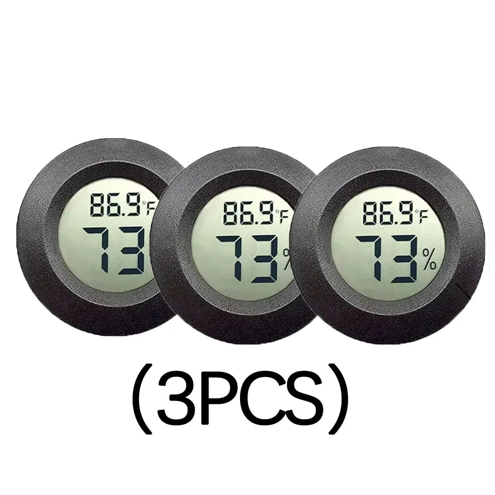 Round Digital LCD Thermometer For Car Indoor Room Cigar Wine Cabinet Digital Temperature Humidity Meter Pet Acrylic Box