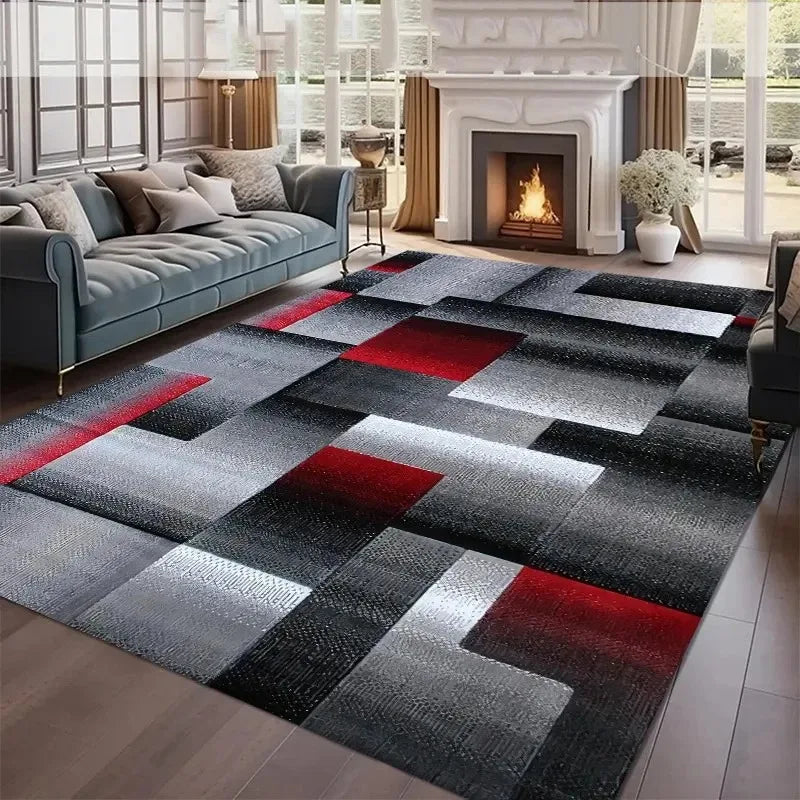 Nordic Area Rug, Abstract Non-Slip Washable Geometric Carpet, Modern Floor Mat for Living Room Bedroom Apartment Office Home