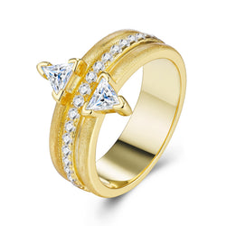 Engraved With Top-quality Moissanite, This Luxurious And Fashionable Minimalist Jewelry Set Features Silver Pieces Electroplated With Gold.