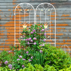2 Pack Metal Garden Trellis 86.7 X 19.7 Rustproof Trellis For Climbing Plants Outdoor Flower Support Cream White