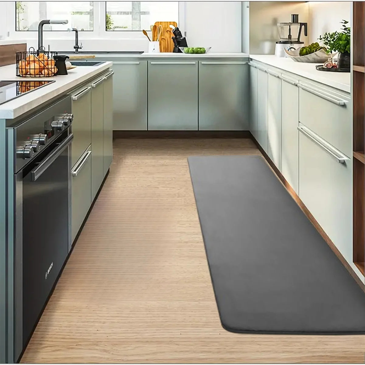 Thickened Flannel Kitchen Floor Mats Absorbent Oil Non-Slip Mats Long Strips of Dirt-Resistant Carpets Entrance Door Mats