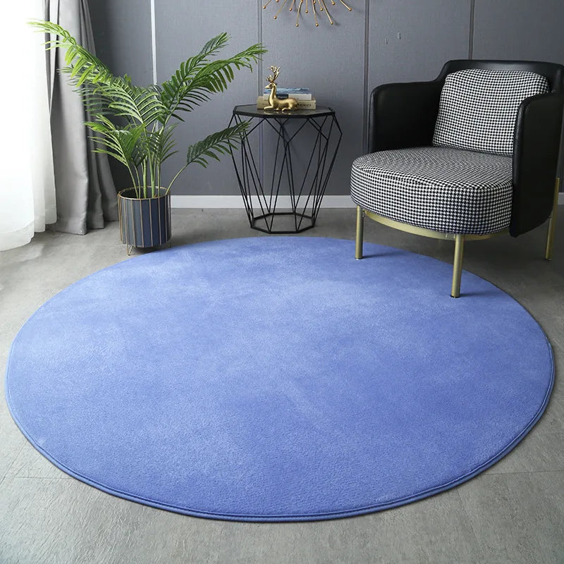 Round Thickened Coral Velvet Carpet Soft Bedroom Mats Bed Full Living Room Rugs Tatami Mat Computer Desk Balcony Blanket