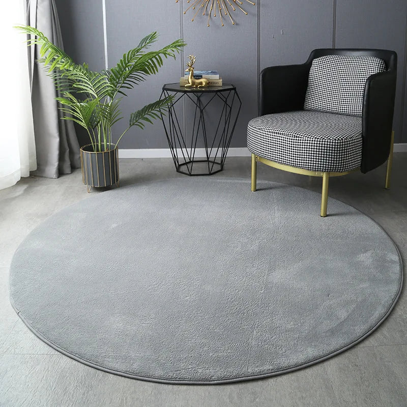 Round Thickened Coral Velvet Carpet Soft Bedroom Mats Bed Full Living Room Rugs Tatami Mat Computer Desk Balcony Blanket