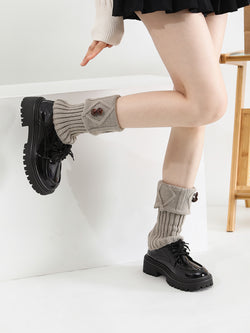 Women Winter Warm Crochet Knit Short Leg Warmer Short Boot Cuffs Socks Ladies Middle Tube Leg Warmer Socks