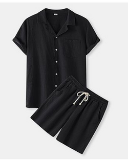 Fashion Men's Corduroy Suit Short Sleeve Button Shirt