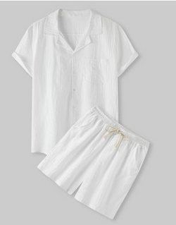 Fashion Men's Corduroy Suit Short Sleeve Button Shirt