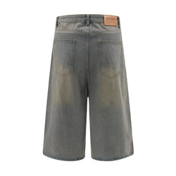 Old Wash Water Denim Five-point Pants Men