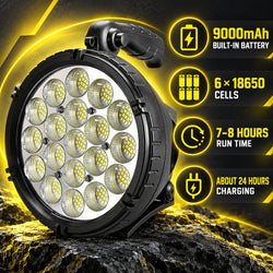 Rechargeable Battery Display LED Work Light 9000mAh For Auto W868A 2200LM Flood 6x 18650 Red