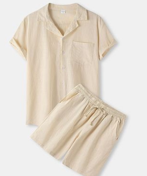 Fashion Men's Corduroy Suit Short Sleeve Button Shirt