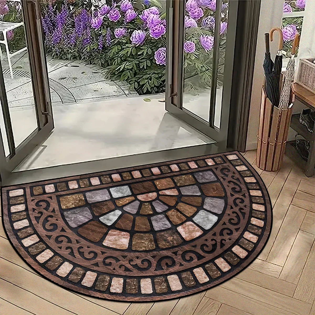 Entrance Carpet Home Door Entry Mat Outdoor Garden Decorative Carpets Luxury Welcome DoorMats Semi-circular Rug Tapete De Entra
