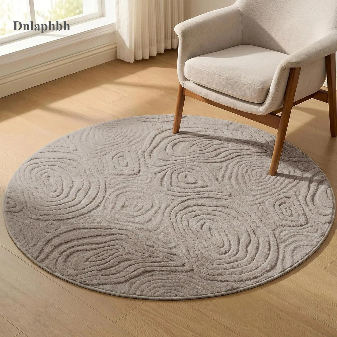 Dnlaphbh 3D Geometric Round Rug – Soft High-Low Polyester,Washable & Non-Slip,Modern Circle Carpet Living Room,Bedroom 60-120cm