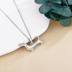 Accessories Two-color Cute Sausage Dog Heart Necklace