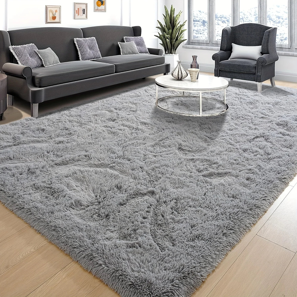VIKAMA Luxurious Fluffy Area Rug Soft Plush Carpet Silk Wool Sofa Bedside Rug Children's Room Living Room Bedroom Mat Home Decor