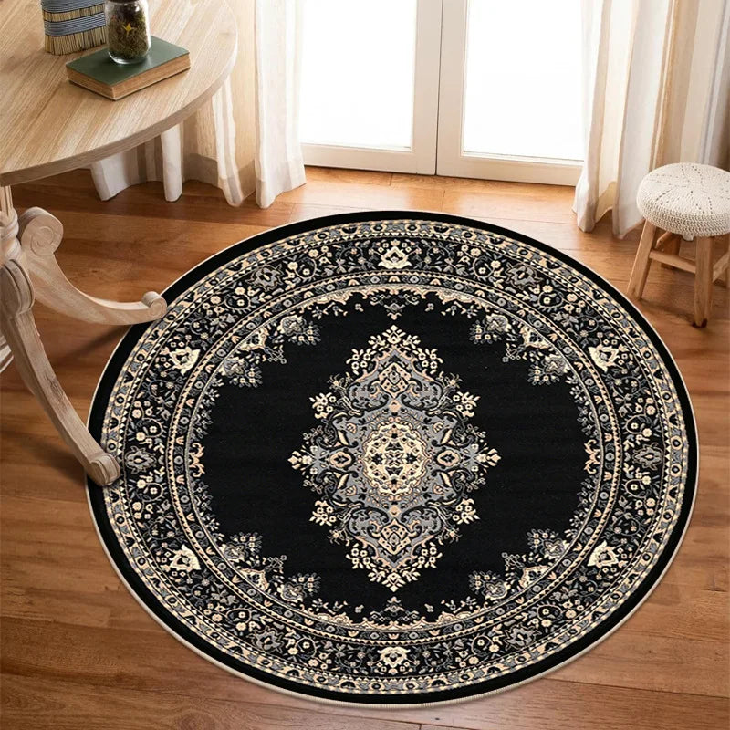 VIKAMA Crystal Pile Carpet Persian Famous Vintage Round Living Room Bedroom Office Cloakroom Rugs Stain-resistant Washable Mats