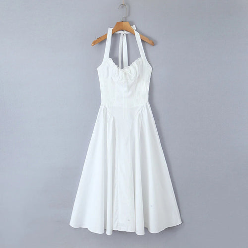 Fashion French Floral Halter Dress Women