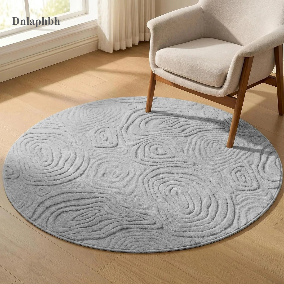 Dnlaphbh 3D Geometric Round Rug – Soft High-Low Polyester,Washable & Non-Slip,Modern Circle Carpet Living Room,Bedroom 60-120cm