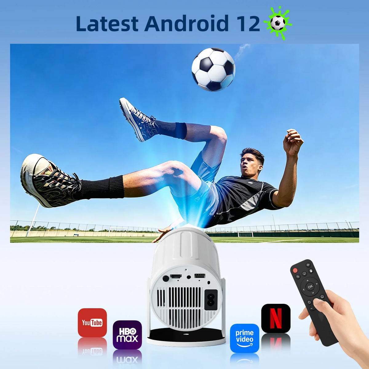 HA1 Mini Portable Smart Projector Android12 Native 1080P 4K Supported WiFi6 Bluetooth 5.0 Electric Focus Home Cinema Projector