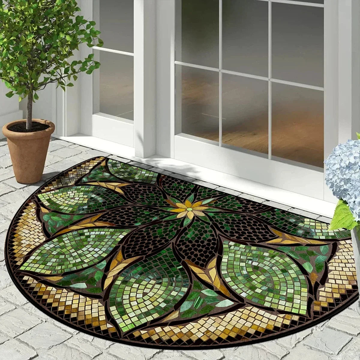 Entrance Carpet Home Door Entry Mat Outdoor Garden Decorative Carpets Luxury Welcome DoorMats Semi-circular Rug Tapete De Entra