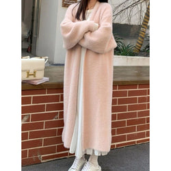 Loose Overknee Mink Knitted Sweater Cardigan Coat Women