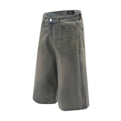 Old Wash Water Denim Five-point Pants Men
