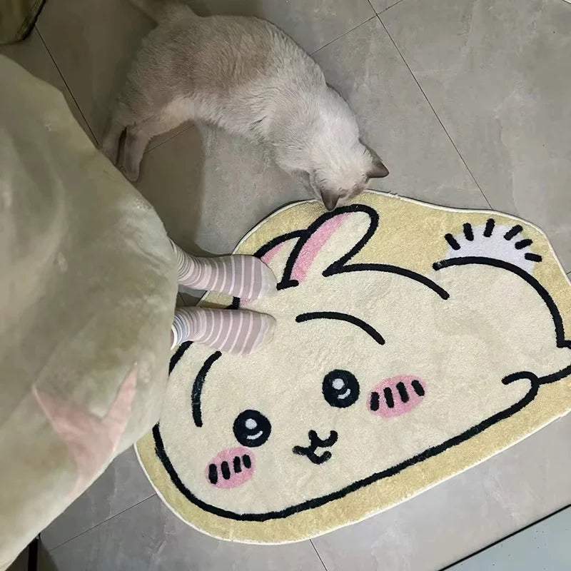 Kawaii Cartoon Rug Anime Hachiware Usagi Plush Floor Mat Bathroom Non-Slip Carpet Car Cushion Soft Living Room Cute Decor Gift