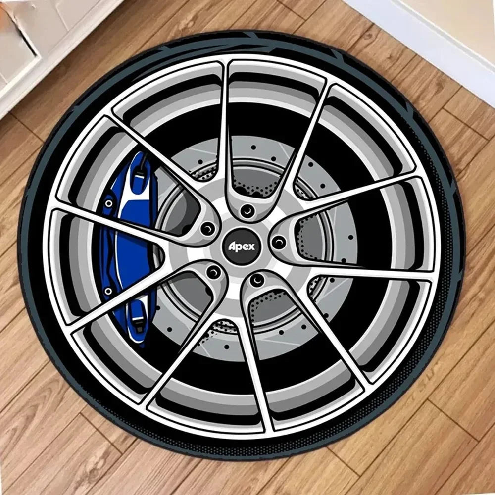 VIKAMA Car Hub Round Cushion Soft Non-Slip Living Room Bedroom Carpet Modified Car Enthusiasts Home Decoration